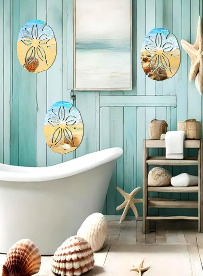 Bnesi 3 Pieces Summer Home Decor Beach Wall Decor for Bathroom Cool Coastal Style Wall Art Decor Blue Sea and Oceans Life Decor for Bathroom Living Room Bedroom (Sand Dollar, 3) - Image 2